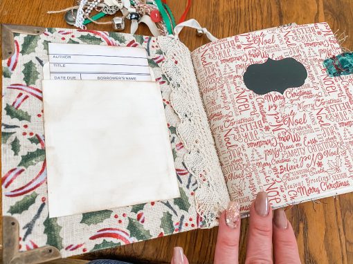 Interior pages of Christmas Junk Journal — Merry