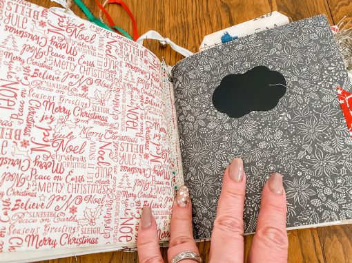 Interior pages of Christmas Junk Journal — Merry