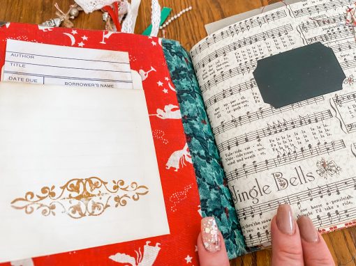 Close up of Christmas junk journal — Glory
